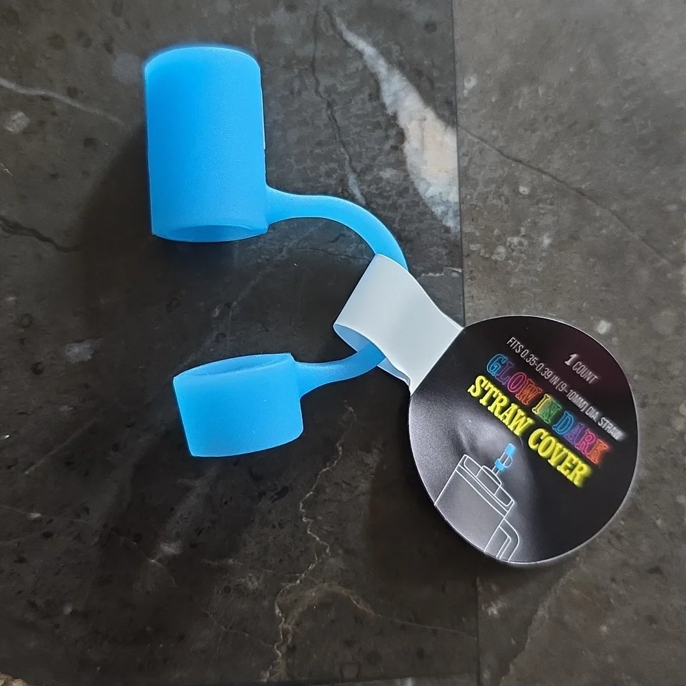Silicone Straw Toppers 3 Glow In The Dark 2 Novelty Set Of 5; Fits 9 -10mm Straw